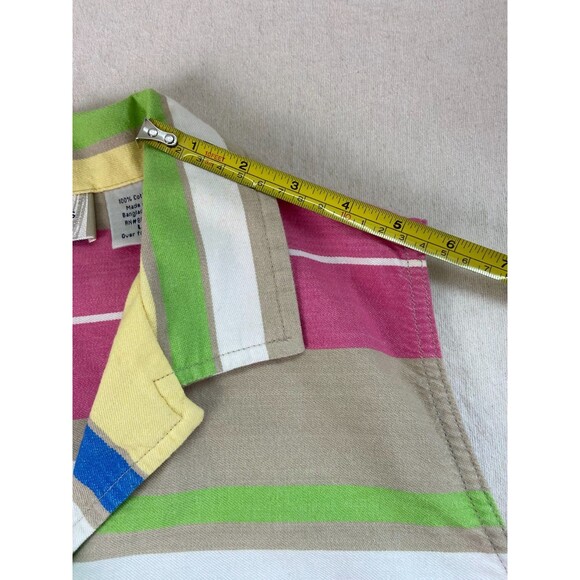 Lemon Grass Women’s L Sleeveless Button Down  100% Cotton Rainbow Colorful Shirt - Picture 5 of 8